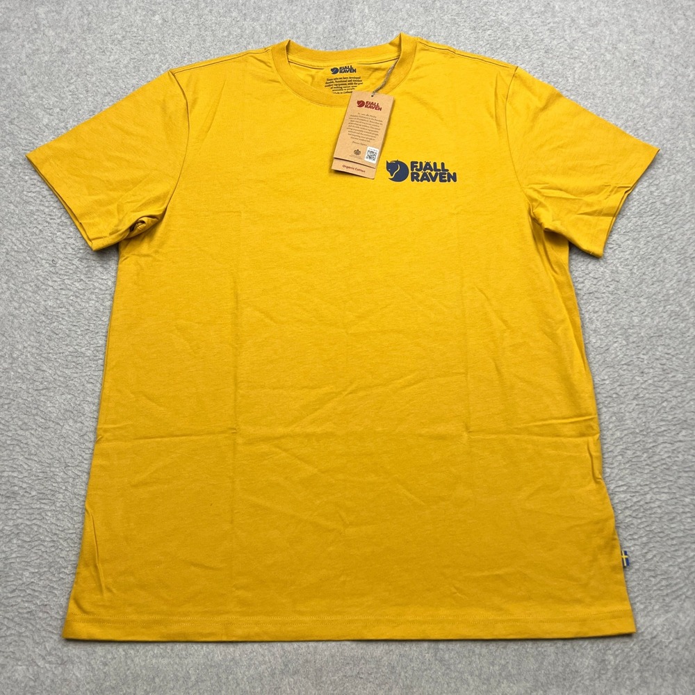NEW Fjallraven Heavy Classic T-shirt Mens Medium Ochre Logo Organic Cotton Tee
